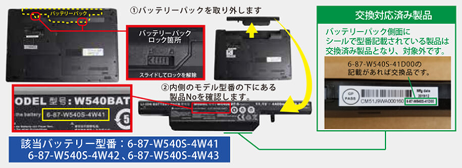 対象バッテリーの確認方法