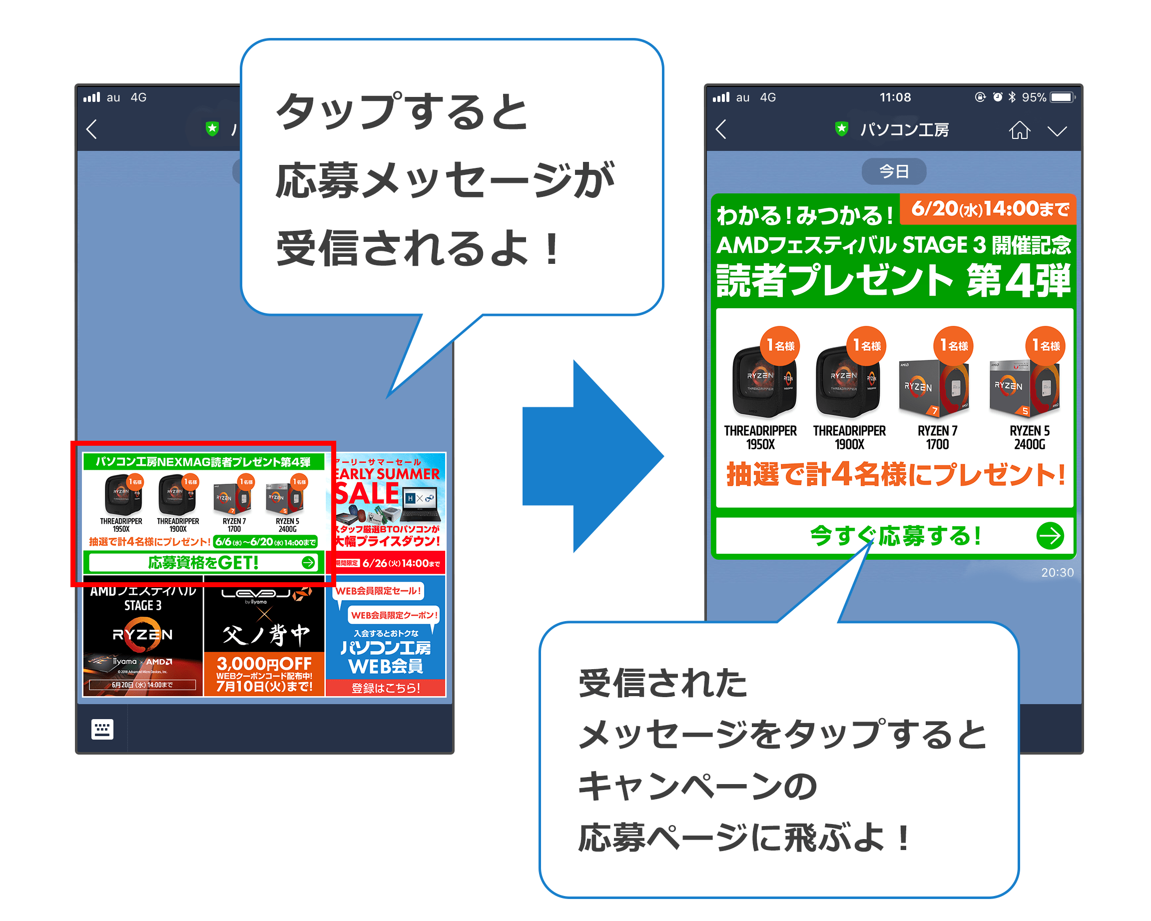 LINE＠「パソコン工房【公式通販】」からのキャンペーン応募方法