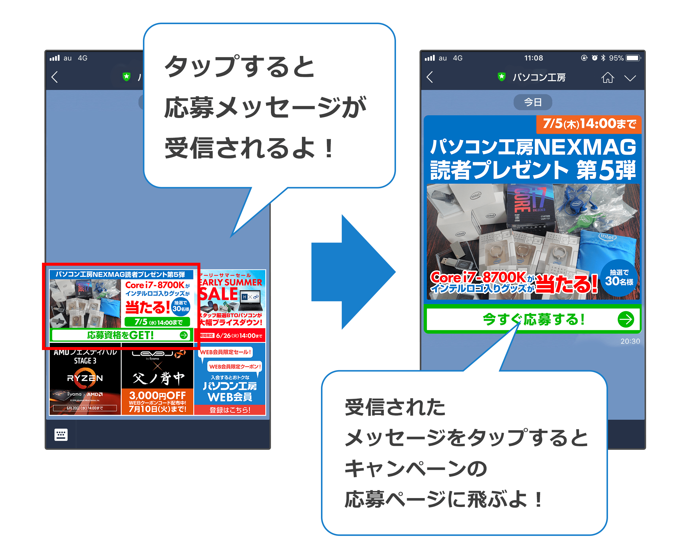 LINE＠「パソコン工房【公式通販】」からのキャンペーン応募方法