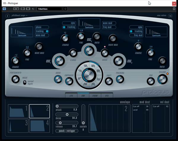 Cubase Elementsに付属しているソフトウェア音源「Prologue」