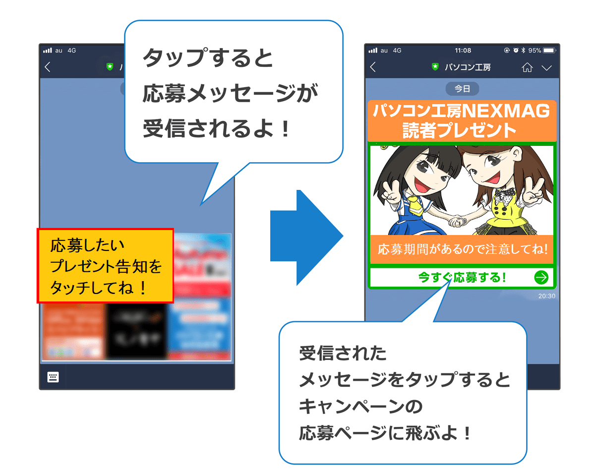 LINE＠「パソコン工房【公式通販】」からのキャンペーン応募方法