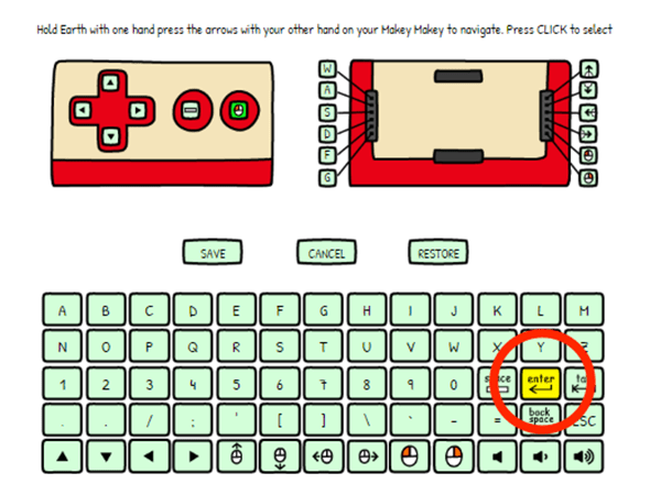 CLICKキーに割り当てたいキー（ここではenter）を選ぶ