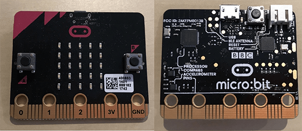 micro:bit 表面（左）と裏面（右）