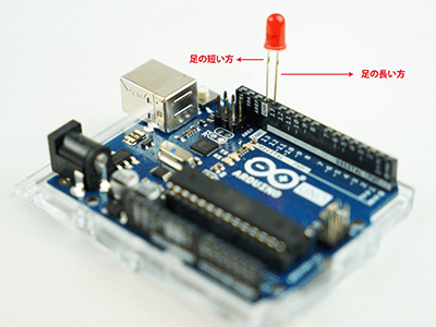 足の長い方を「13」短い方を「GND」のピンに差し込む