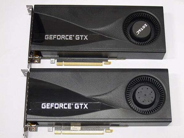 ZOTAC製GeForce GTX 1660 SUPER(上)の外観。ZOTAC製GeForce GTX 1660(下)と同じ外観です。