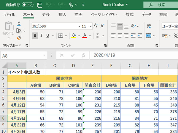 パスワードが解除されてファイルが開いたところ