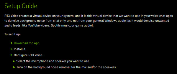 NVIDIA RTX Voiceのページ