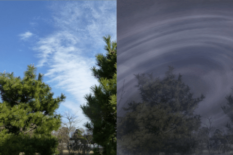 Photoshop「空を置き換え」機能で写真の天候を嵐に変えるのイメージ画像