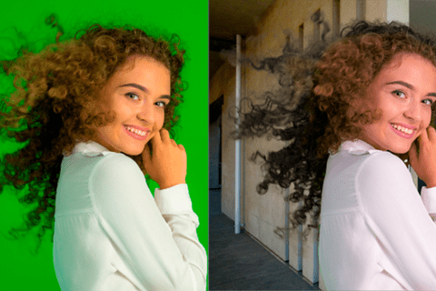 Photoshop グリーンバック写真の髪の毛を切り取る方法のイメージ画像