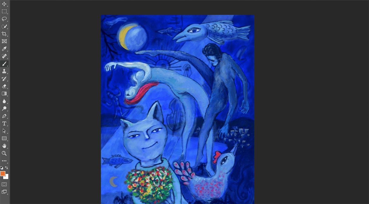 Photoshop ペンタブレット操作でシャガール風描画を表現