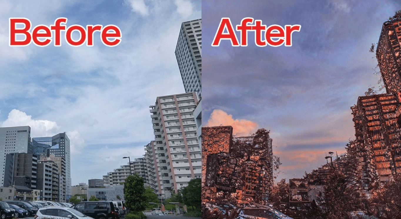Photoshop「風景ミキサー」で風景写真を廃墟のイメージに変換
