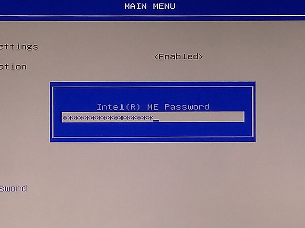 インテル MEのパスワード設定画面