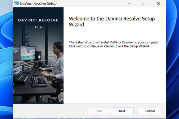 DaVinci Resolveセットアップウィザード画面