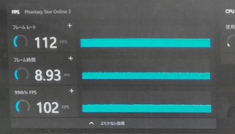 AFMFの設定OFF時のフレームレート