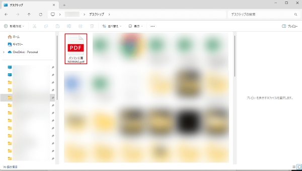 エクスプローラーに表示されたPDFファイル