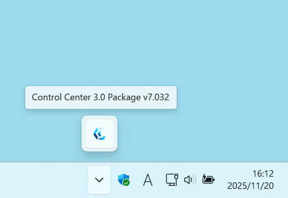トレイアイコンからControl Centerを起動