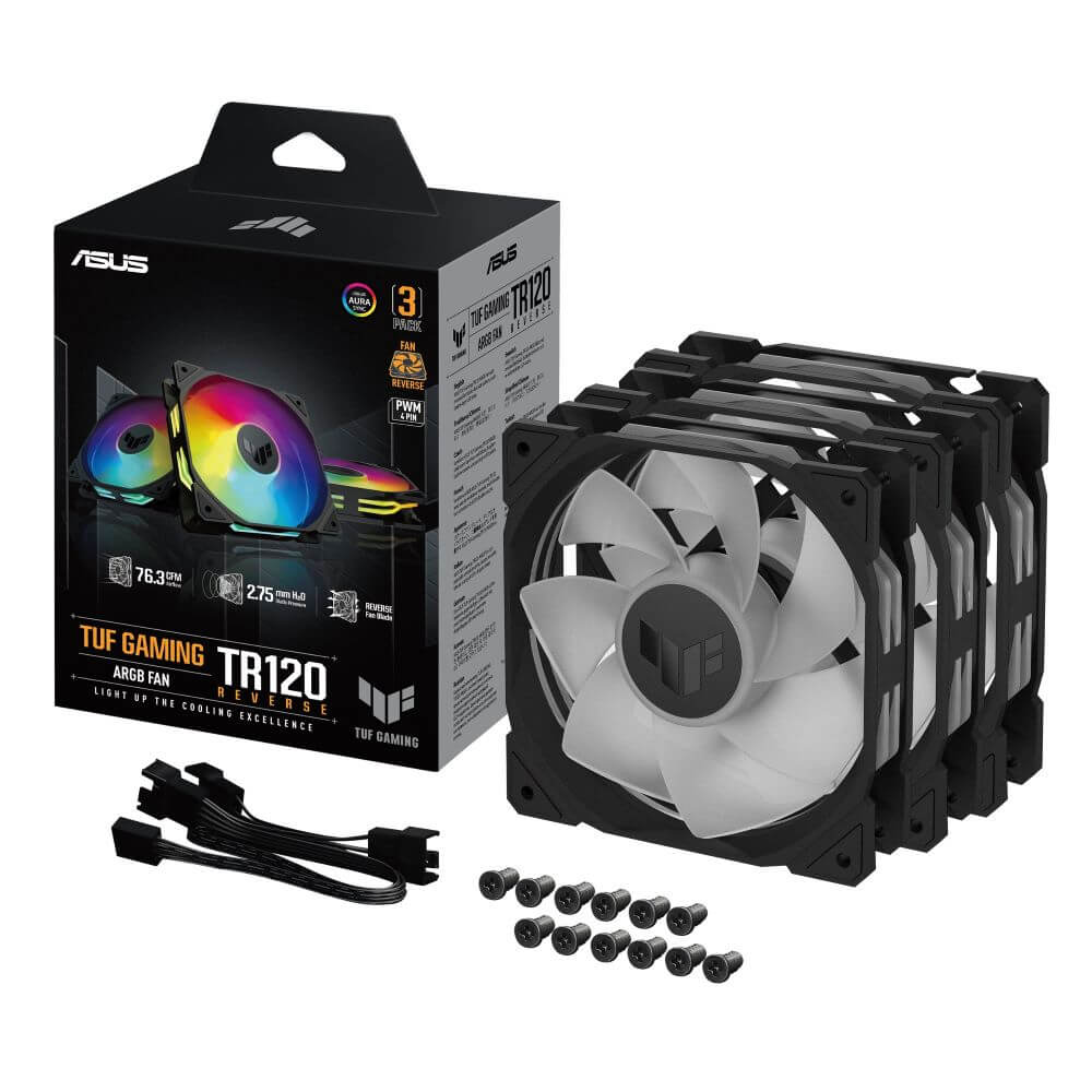 ASUS TUF Gaming TR120 ARGB Reverse Fan - Triple Pack Black