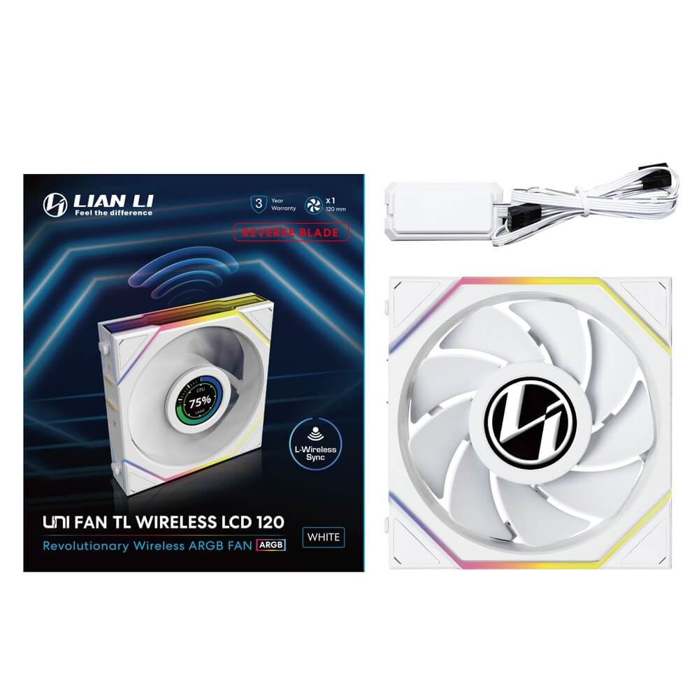 Lian Li UNI FAN TL Wireless LCD 120 Reverse Blade White Lian Li UNI FAN TL Wireless LCD 120 Reverse Blade White