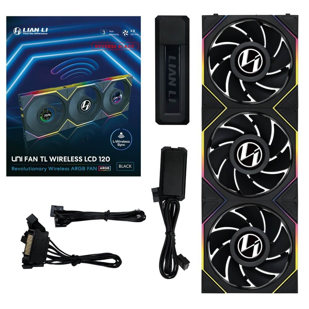 Lian Li UNI FAN TL Wireless LCD 120 Reverse Blade Black Triple Pack | パソコン工房【公式通販】 Lian Li UNI FAN TL Wireless LCD 120 Reverse Blade Black Triple Pack | パソコン工房【公式通販】