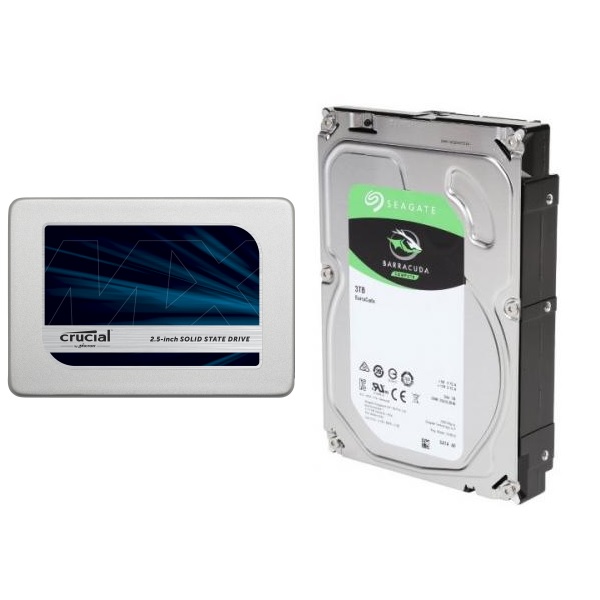 セット商品 Crucial CT525MX300SSD1 + SEAGATE ST3000DM008 SSD+HDD2点