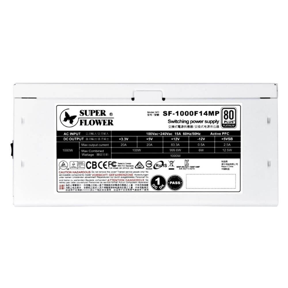 電源ユニット SUPERFLOWER LEADEX PLATINUM SE WHITE 1,000Wの白い電源「LEADEX PLATINUM SE 1000W White」が発売