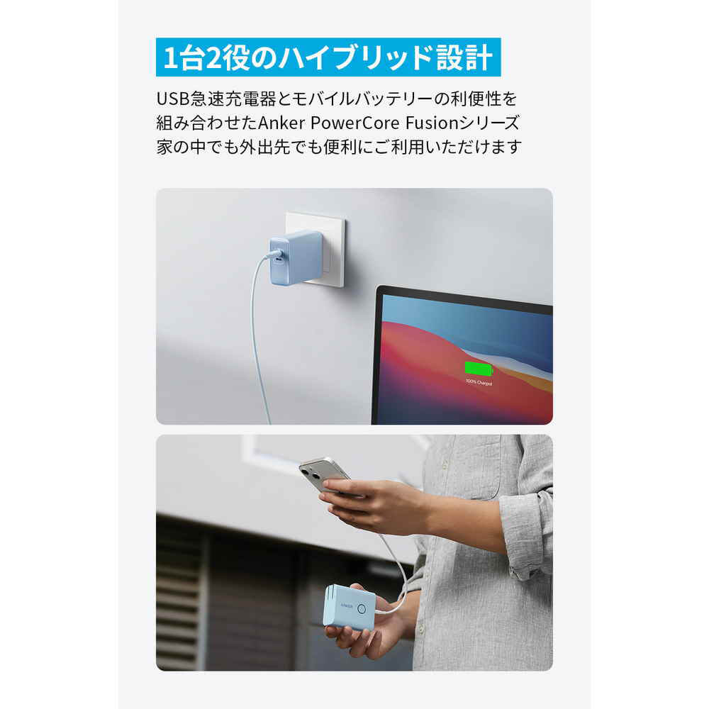 Anker 521 Power Bank (PowerCore Fusion, 45W) Blue A1626N31