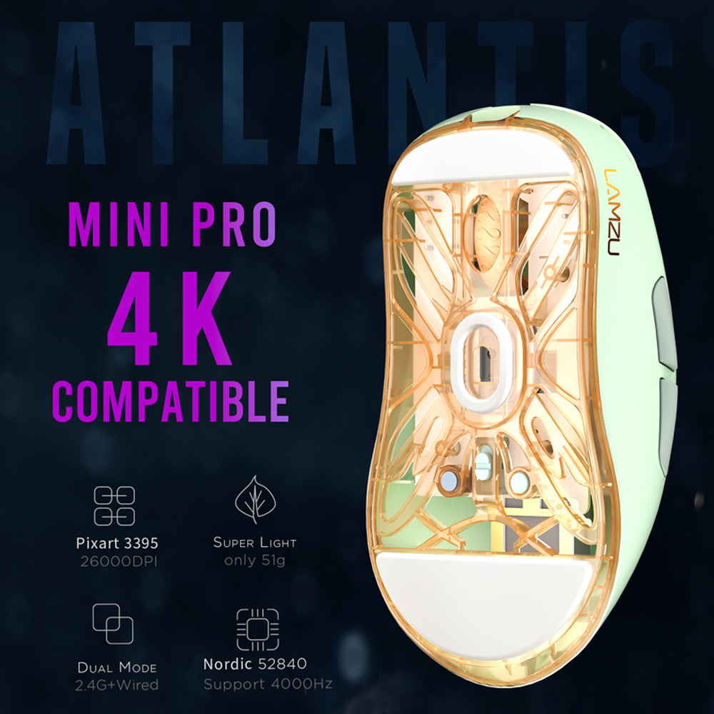 【色: 抹茶グリーン】Lamzu Atlantis Mini Pro ゲーミング Lamzu Atlantis Mini Pro | HID-Labs OnlineShop