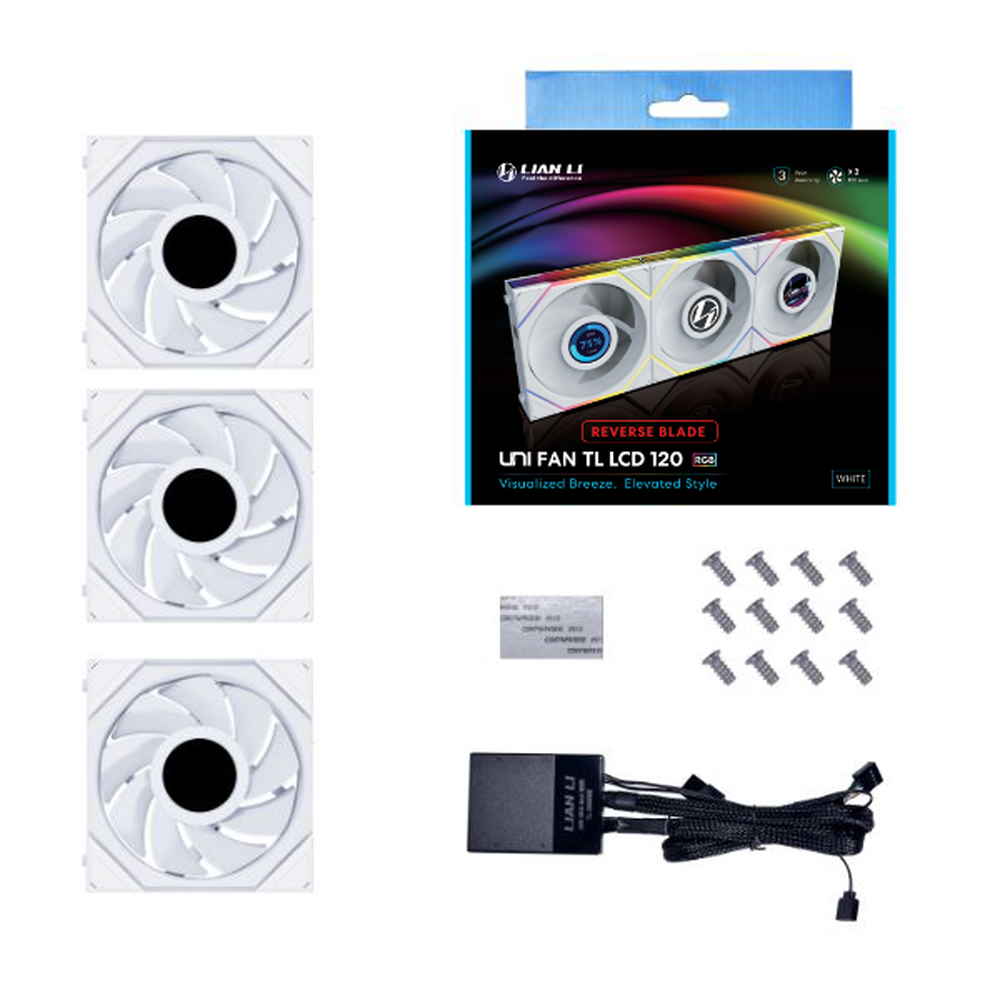Lian Li UNI FAN TL LCD 120 Reverse Blade WT 3Pack (コントローラ 