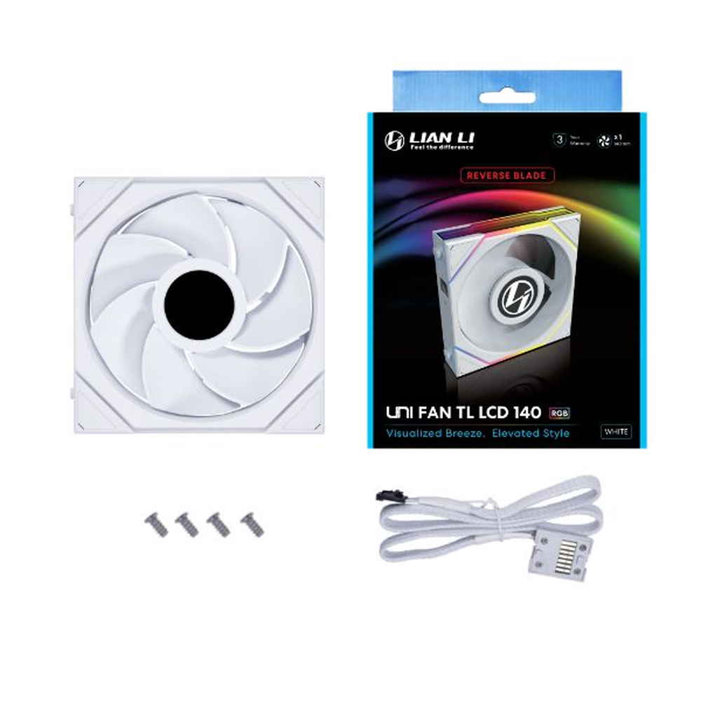 Lian Li UNI FAN TL LCD 140 Reverse Blade WT Single Pack (UF Lian Li UNI FAN TL LCD 140 Reverse Blade WT Single Pack (UF