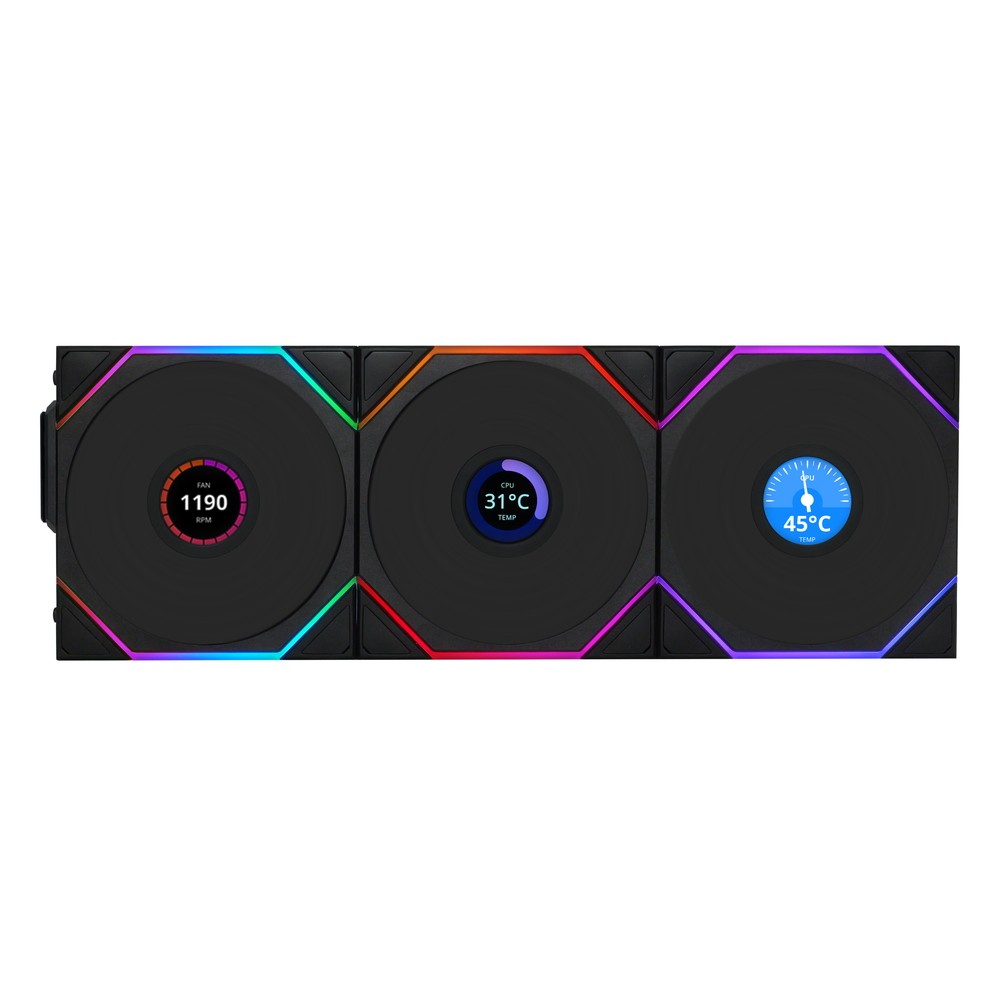 Lian Li UNI FAN TL Wireless LCD 120 Black Triple Pack
