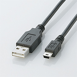 ＜パソコン工房＞ U2C-M05BK USB2.0ケーブル/A-miniBタイプ/ノーマル/0.5m/ブラック画像
