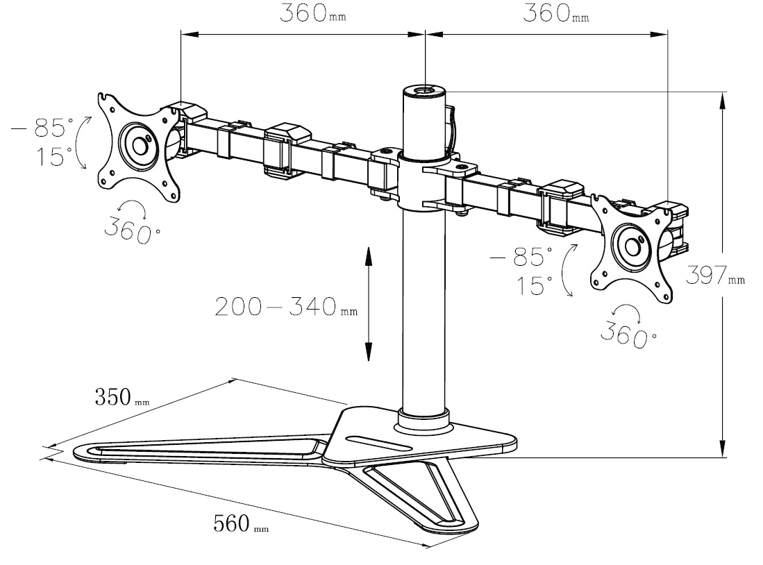 FREEWAY 凄腕スタンド型4画面対応アーム FW-LCD-ARM-STAND-QUAD