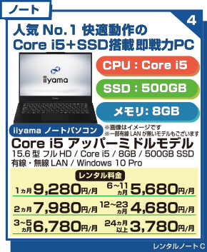 Core i5 アッパーミドルモデル15インチ