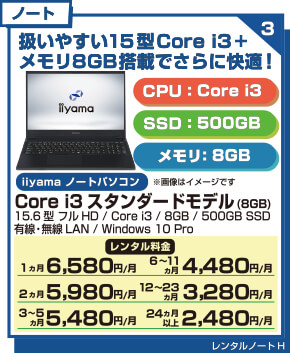 Core i3 スタンダードモデル15インチ