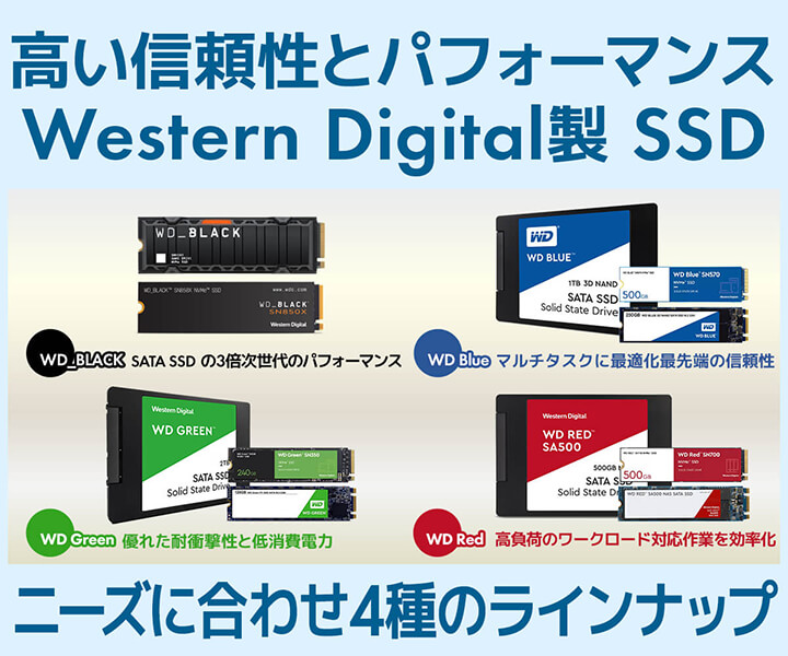 Western Digital（ウエスタンデジタル）製内蔵SSD