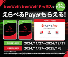 Seagate NAS向けHDD Iron Wolf でえらべるPayがもらえるキャンペーン！