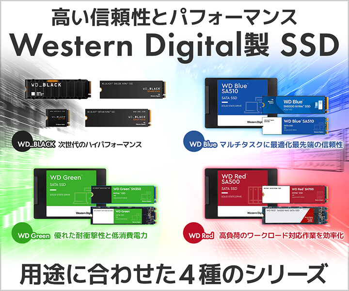 Western Digital（ウエスタンデジタル）製内蔵SSD