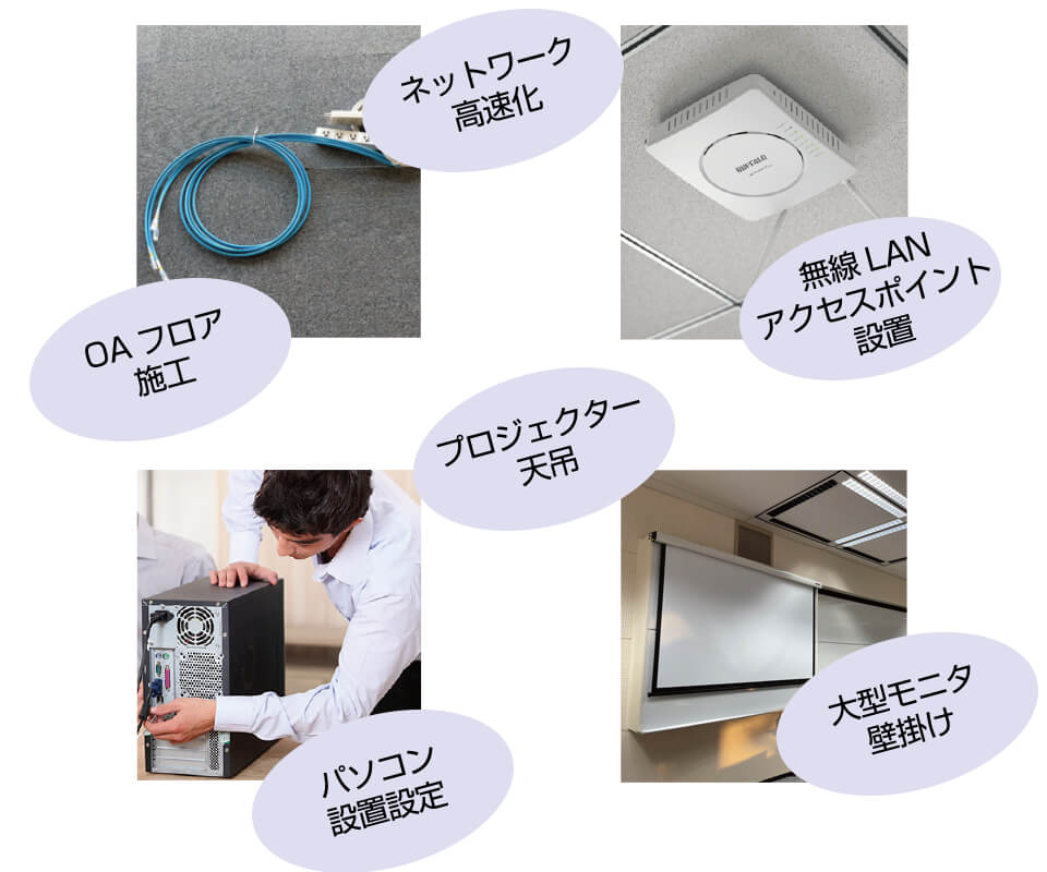 実習環境の整備に必要な設置・設定・工事にも対応
