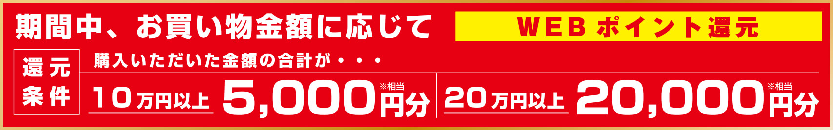 静岡店オープン記念！静岡県のお客様限定！20万円以上のご購入で最大20,000ポイント還元！