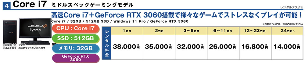 Core i7 ミドルスペックゲーミングモデル