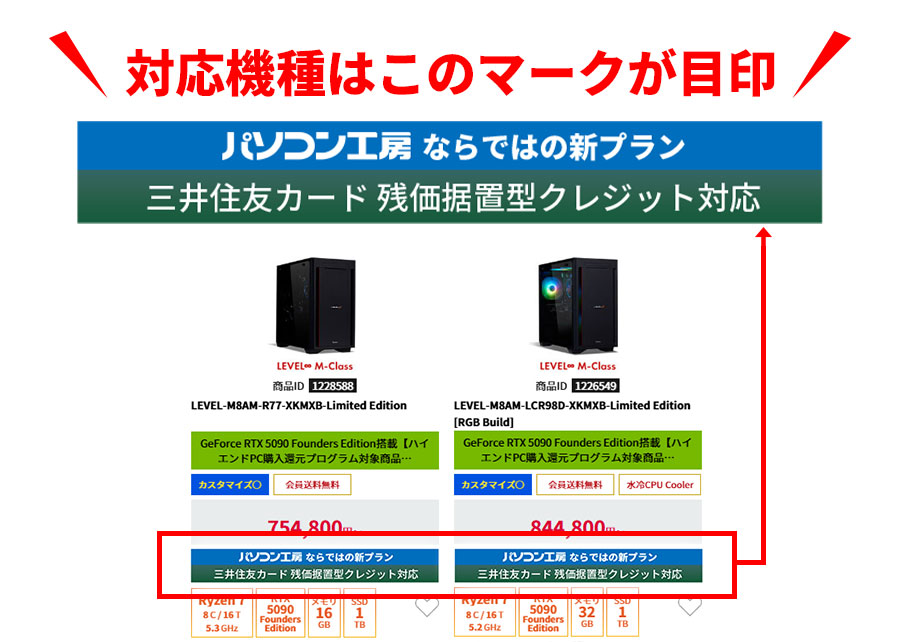 三井住友カード 残価据置型クレジット対応機種